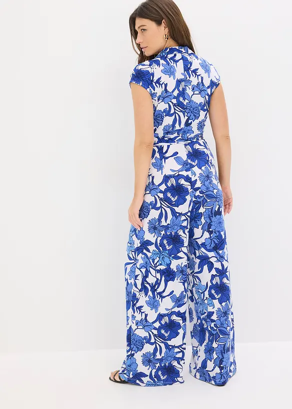 Ärmelloser Jersey-Jumpsuit in blau von hinten (Totalaufnahme) - bonprix