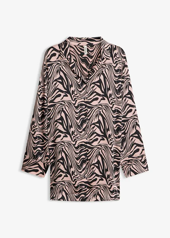 Gewebtes Nachthemd aus Satin in schwarz von vorne - bonprix