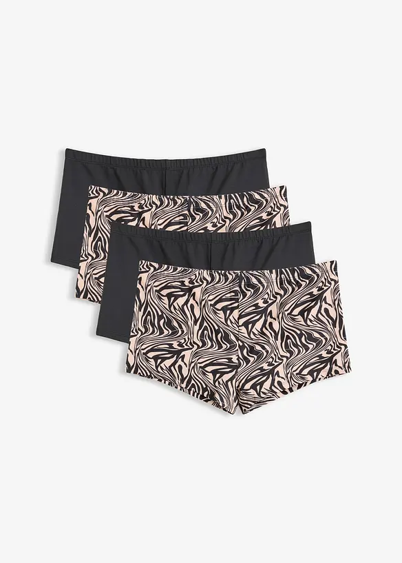 Damenboxer aus glatter Microfaser (4er Pack) in schwarz von vorne - bonprix