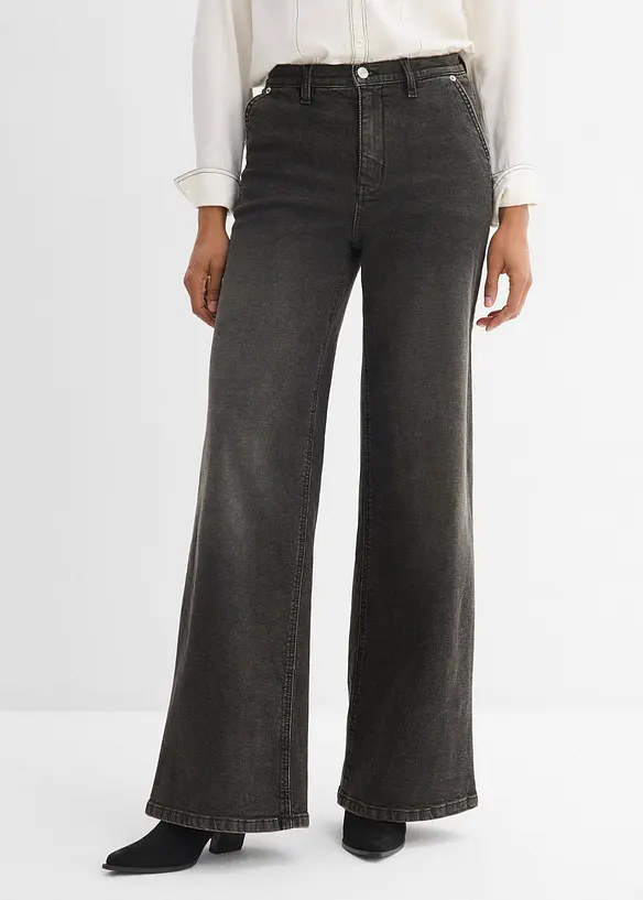Loose Straight-Jeans, High Waist in schwarz von vorne - bonprix Loose Straight-Jeans, High Waist in schwarz von vorne - bonprix