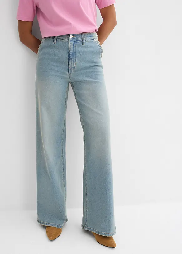 Loose Straight-Jeans, High Waist in blau von vorne - bonprix Loose Straight-Jeans, High Waist in blau von vorne - bonprix