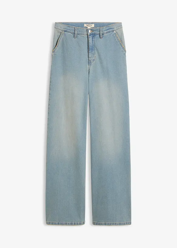 Loose Straight-Jeans, High Waist in blau von vorne - bonprix Loose Straight-Jeans, High Waist in blau von vorne - bonprix