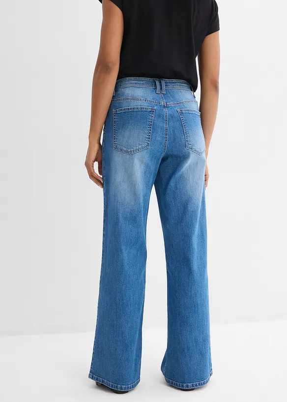 Loose Straight-Jeans, High Waist in blau von hinten - bonprix