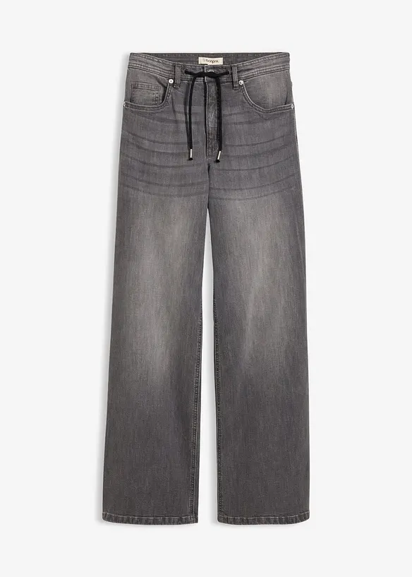 Loose Straight-Jeans, High Waist in grau von vorne - bonprix