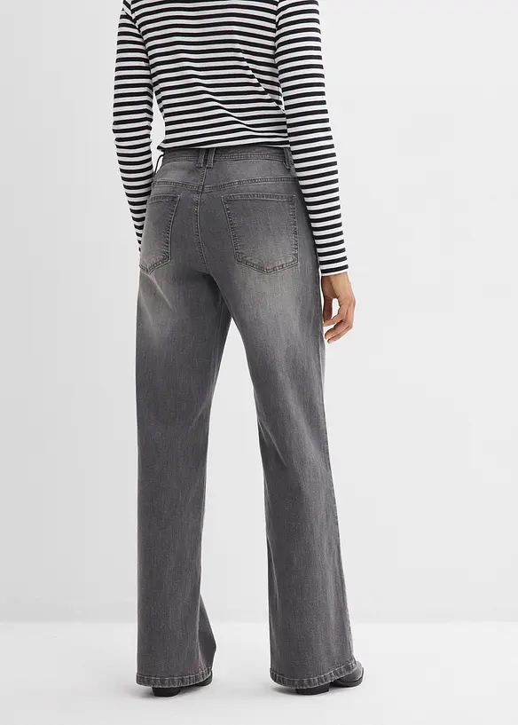 Loose Straight-Jeans, High Waist in grau von hinten - bonprix