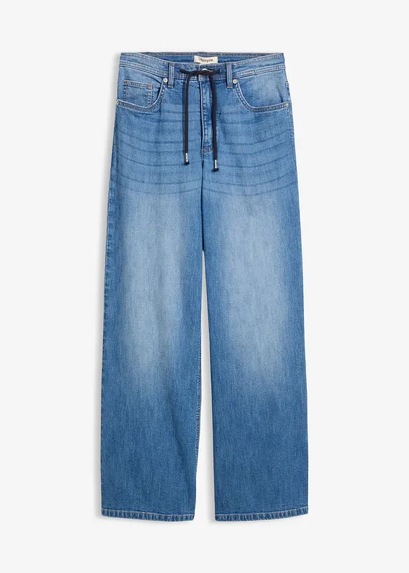 Loose Straight-Jeans, High Waist in blau von vorne - bonprix
