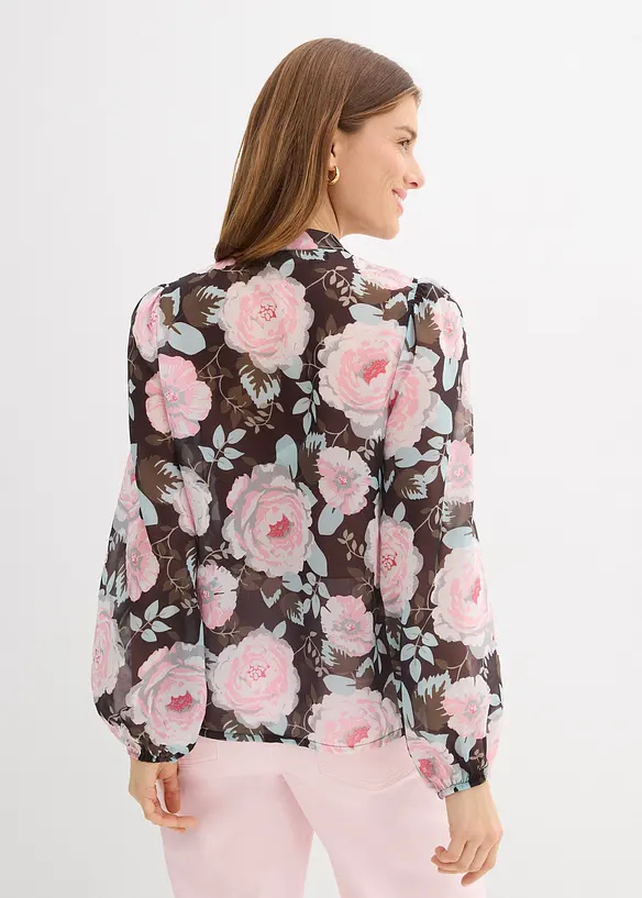 Schluppenbluse in schwarz von hinten (im Anschnitt) - bonprix