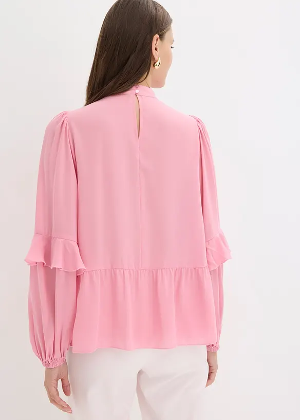 Tunikabluse mit Volants in rosa von hinten (im Anschnitt) - bonprix