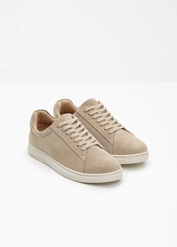 Sneaker aus Veloursleder in beige - bonprix