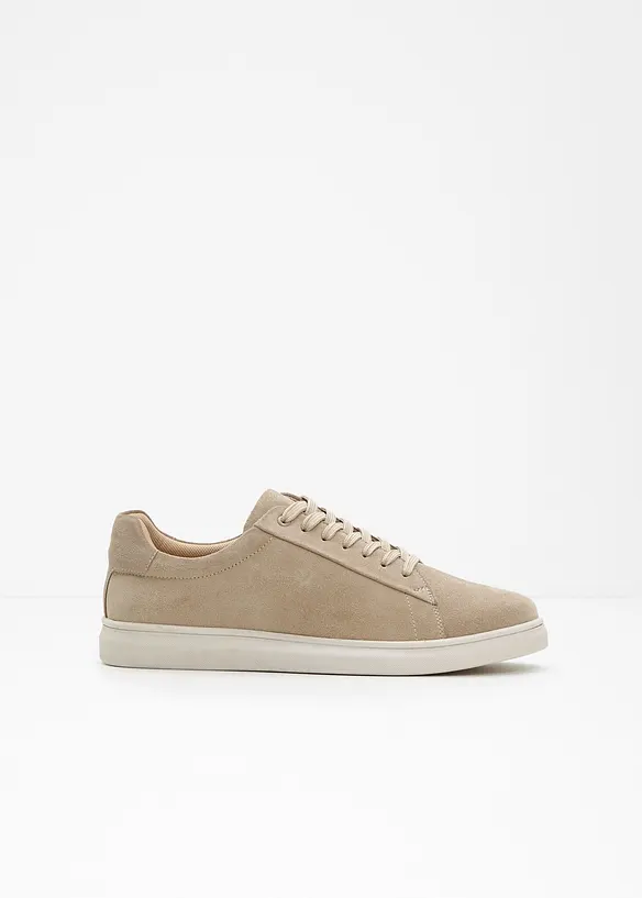 Sneaker aus Veloursleder in beige - bonprix