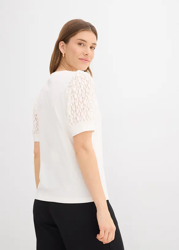 Shirt aus Baumwoll-Mix in weiß von hinten (im Anschnitt) - bonprix