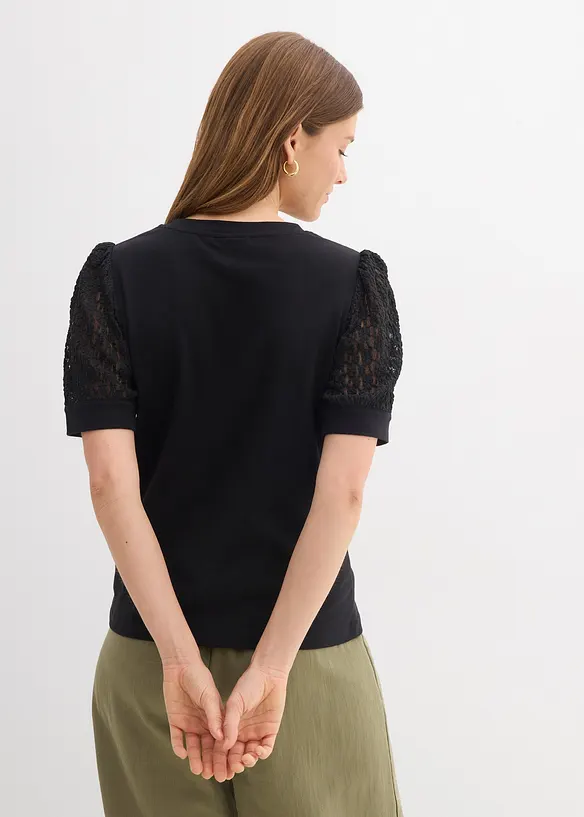 Shirt aus Baumwoll-Mix in schwarz von hinten (im Anschnitt) - bonprix