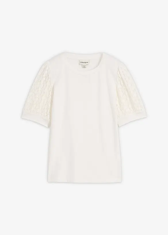 Shirt aus Baumwoll-Mix in weiß von vorne - bonprix