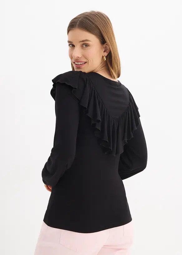 Shirt aus Viskose-Mix in schwarz von hinten (im Anschnitt) - bonprix