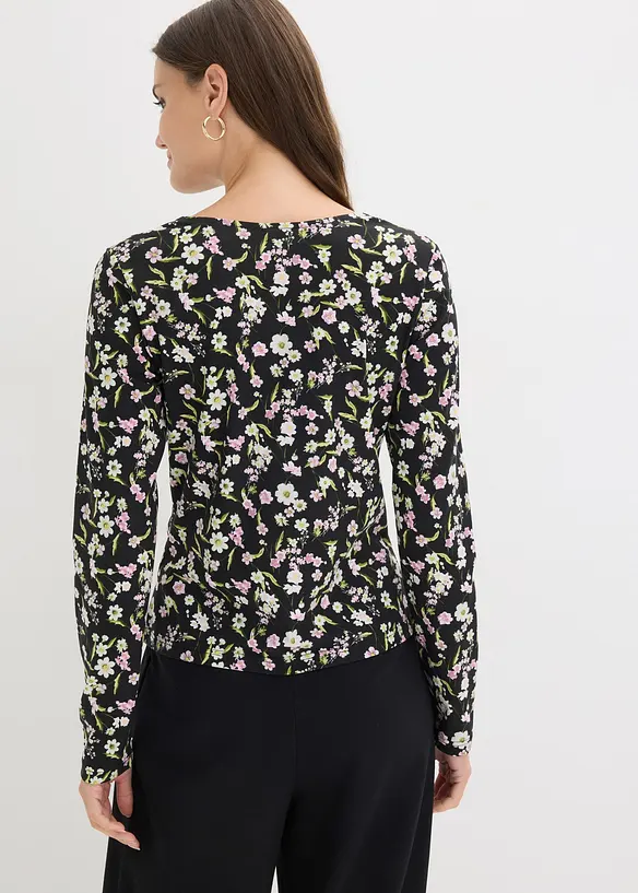 Langarmshirt aus Baumwoll-Mix in schwarz von hinten (im Anschnitt) - bonprix Langarmshirt aus Baumwoll-Mix in schwarz von hinten (im Anschnitt) - bonprix