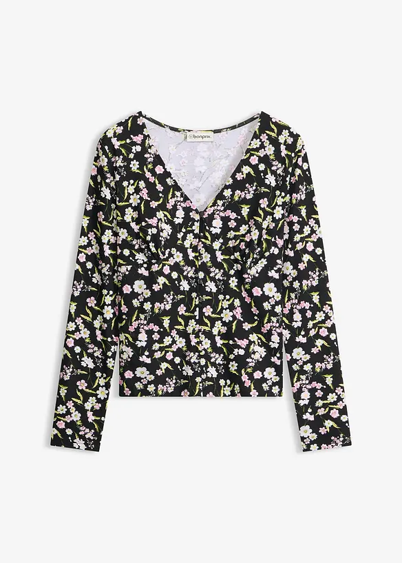 Langarmshirt aus Baumwoll-Mix in schwarz von vorne - bonprix Langarmshirt aus Baumwoll-Mix in schwarz von vorne - bonprix