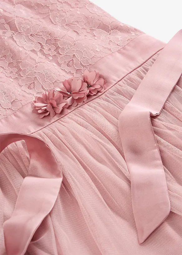 Midikleid aus zarter Spitze und Tüll in rosa - bonprix