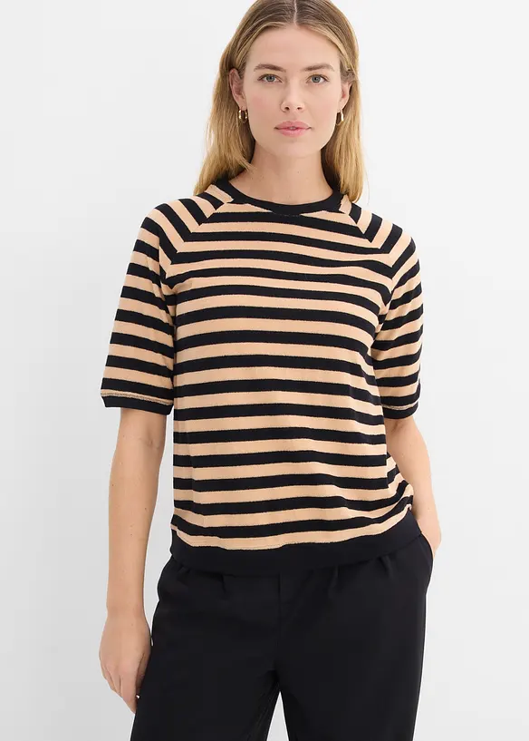 Shirt aus weichem Frottee in schwarz von vorne (im Anschnitt) - bonprix Shirt aus weichem Frottee in schwarz von vorne (im Anschnitt) - bonprix
