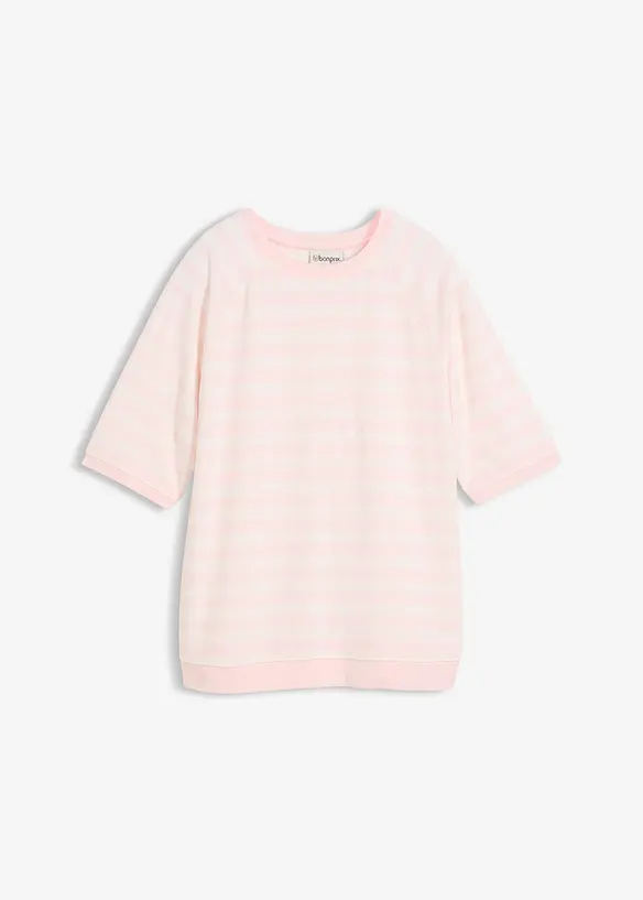 Shirt aus weichem Frottee in rosa von vorne - bonprix