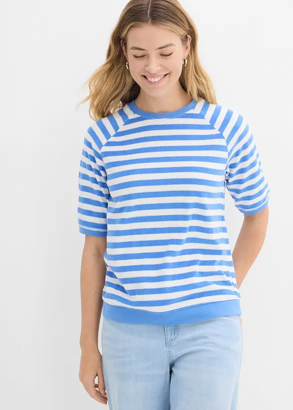 Shirt aus weichem Frottee in blau von vorne (im Anschnitt) - bonprix Shirt aus weichem Frottee in blau von vorne (im Anschnitt) - bonprix