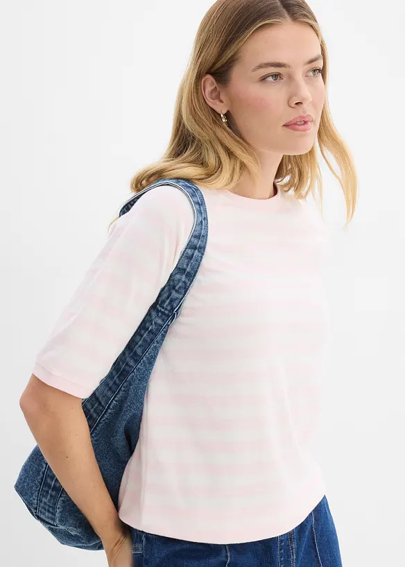 Shirt aus weichem Frottee in rosa von vorne (im Anschnitt) - bonprix