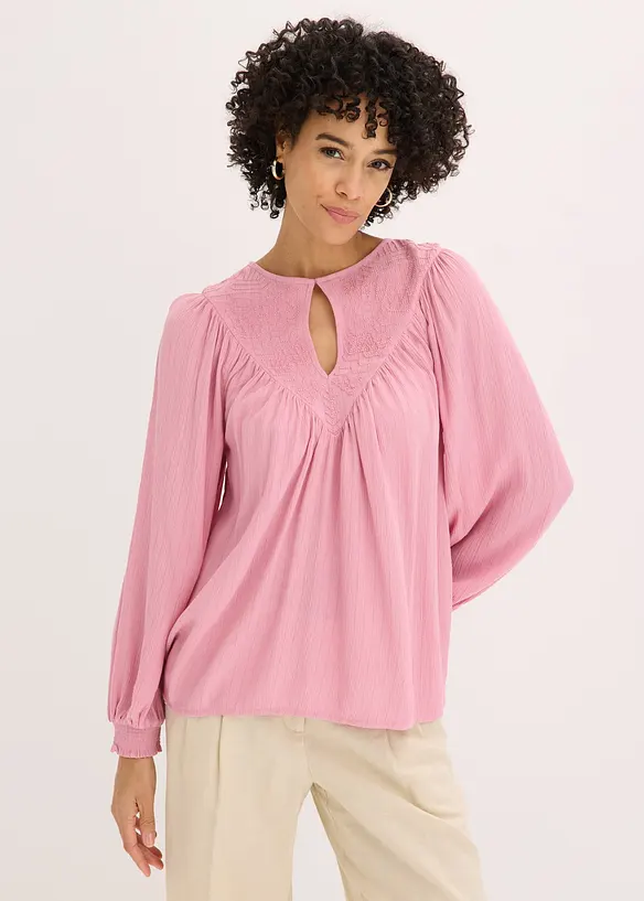 Tunika mit Stickerei in rosa von vorne (im Anschnitt) - bonprix
