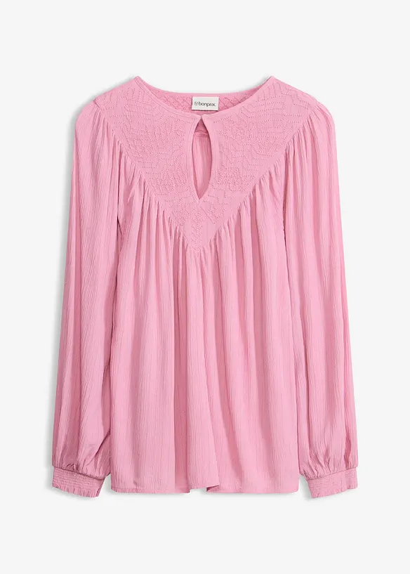 Tunika mit Stickerei in rosa von vorne - bonprix