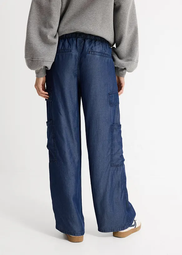 Weite Schlupfhose aus fließendem Lyocell in blau von hinten - bonprix Weite Schlupfhose aus fließendem Lyocell in blau von hinten - bonprix