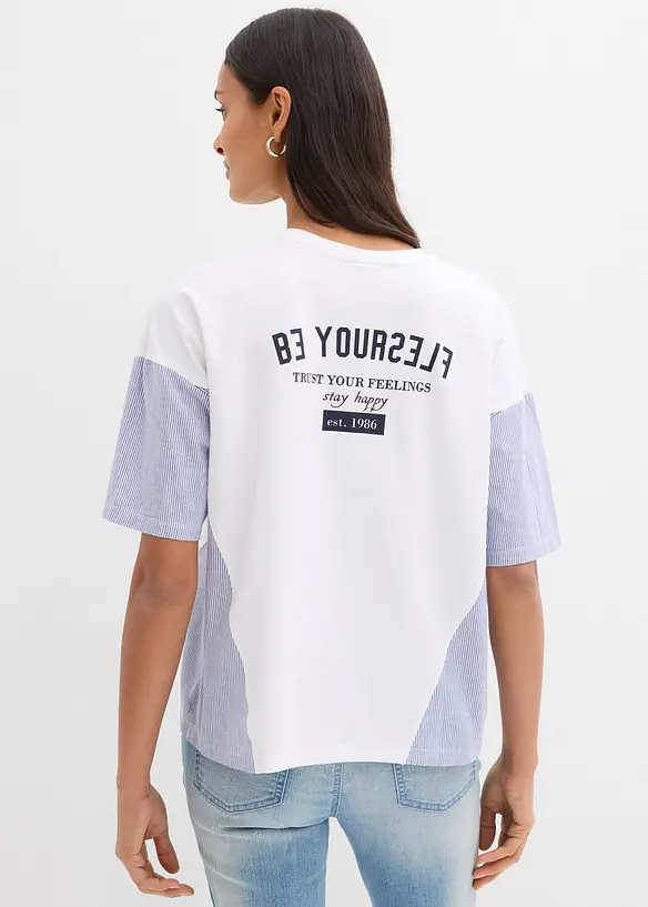 Oversize-Shirt aus Material-Mix in weiß von hinten (im Anschnitt) - bonprix