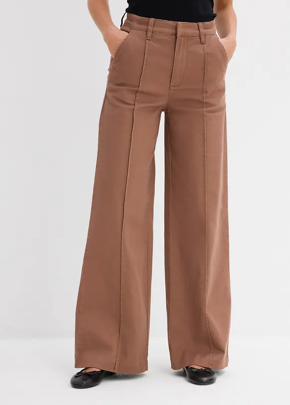 Twillhose aus Baumwoll-Mix in braun von vorne - bonprix