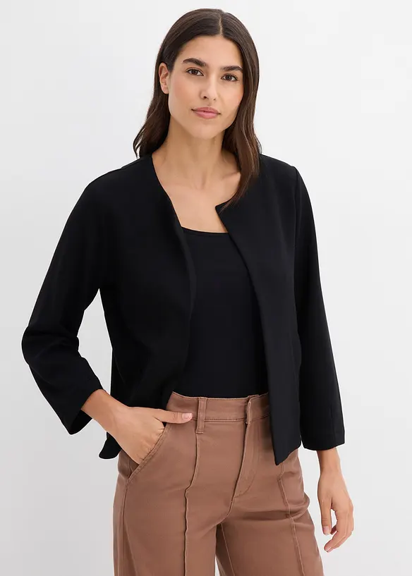 Scuba-Jacke aus softem Viskose-Mix in schwarz von vorne (im Anschnitt) - bonprix