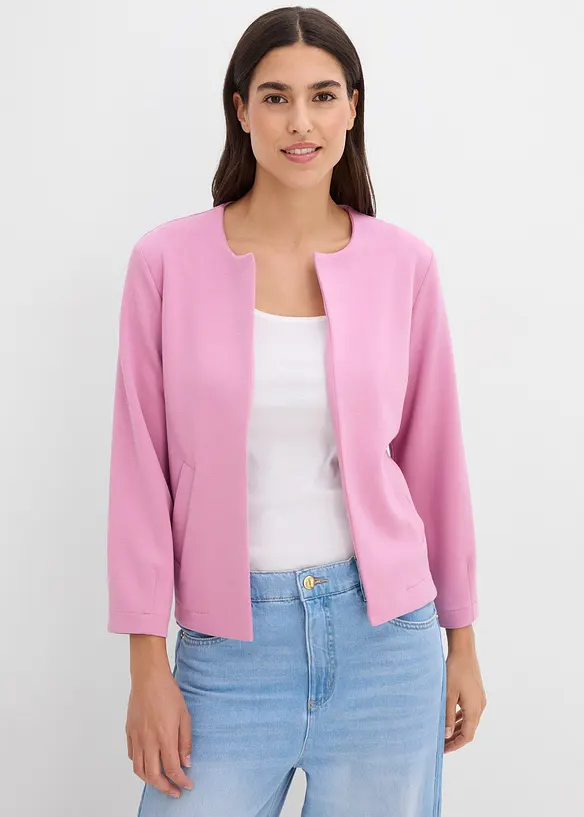 Scuba-Jacke aus softem Viskose-Mix in rosa von vorne (im Anschnitt) - bonprix