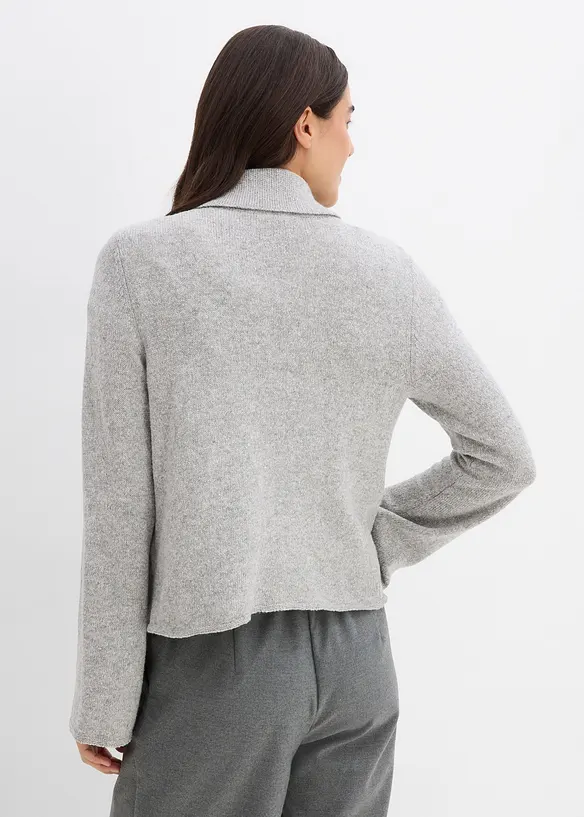 Strickjacke aus Baumwoll-Mix in grau von hinten (im Anschnitt) - bonprix