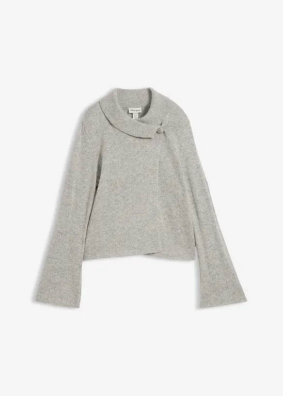 Strickjacke aus Baumwoll-Mix in grau von vorne - bonprix