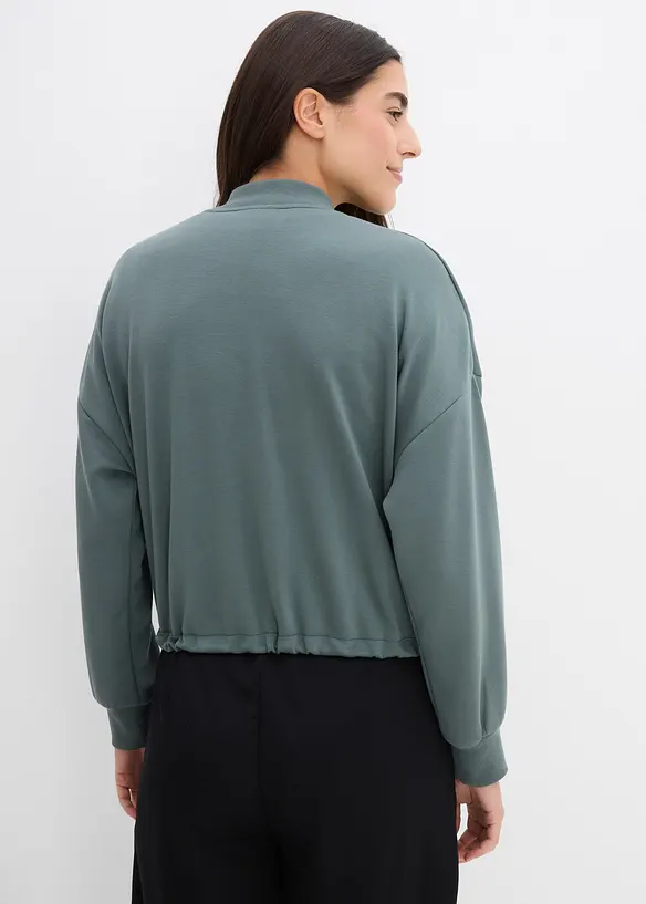 Oversize-Scuba-Blouson aus softem Viskose-Mix in grün von hinten (im Anschnitt) - bonprix