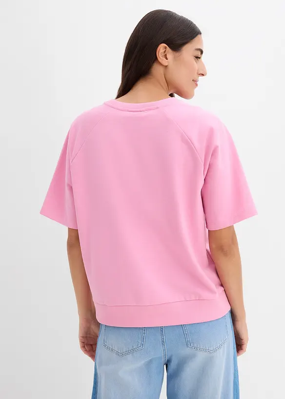 Halbarm-Sweatshirt aus Baumwoll-Mix in rosa von hinten (im Anschnitt) - bonprix Halbarm-Sweatshirt aus Baumwoll-Mix in rosa von hinten (im Anschnitt) - bonprix