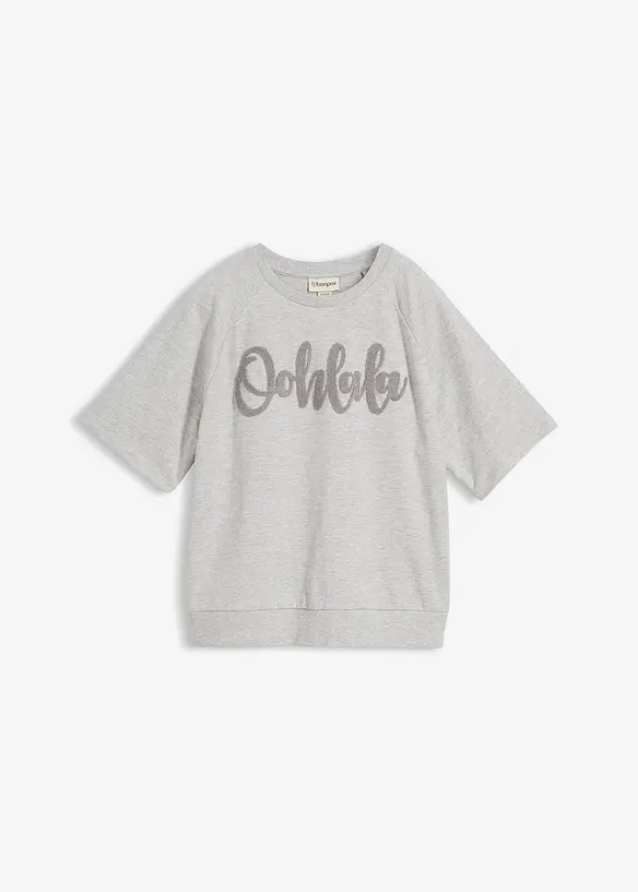 Halbarm-Sweatshirt aus Baumwoll-Mix in grau von vorne - bonprix