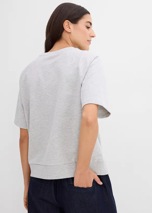 Halbarm-Sweatshirt aus Baumwoll-Mix in grau von hinten (im Anschnitt) - bonprix