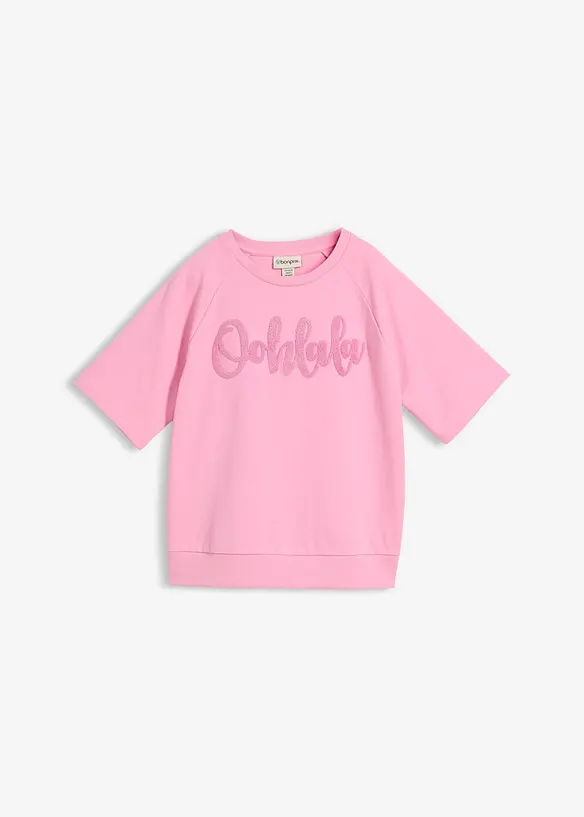 Halbarm-Sweatshirt aus Baumwoll-Mix in rosa von vorne - bonprix Halbarm-Sweatshirt aus Baumwoll-Mix in rosa von vorne - bonprix