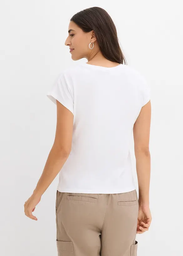 T-Shirt aus reiner Baumwolle in weiß von hinten (im Anschnitt) - bonprix