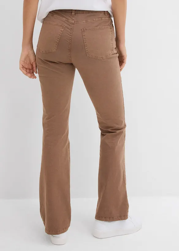 Bootcut-Hose mit Stickerei aus elastischem Baumwoll-Mix in braun von hinten - bonprix Bootcut-Hose mit Stickerei aus elastischem Baumwoll-Mix in braun von hinten - bonprix