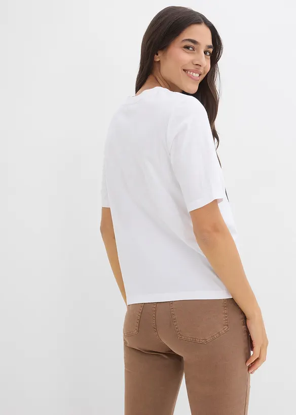 Shirt aus reiner Baumwolle in weiß von hinten (im Anschnitt) - bonprix