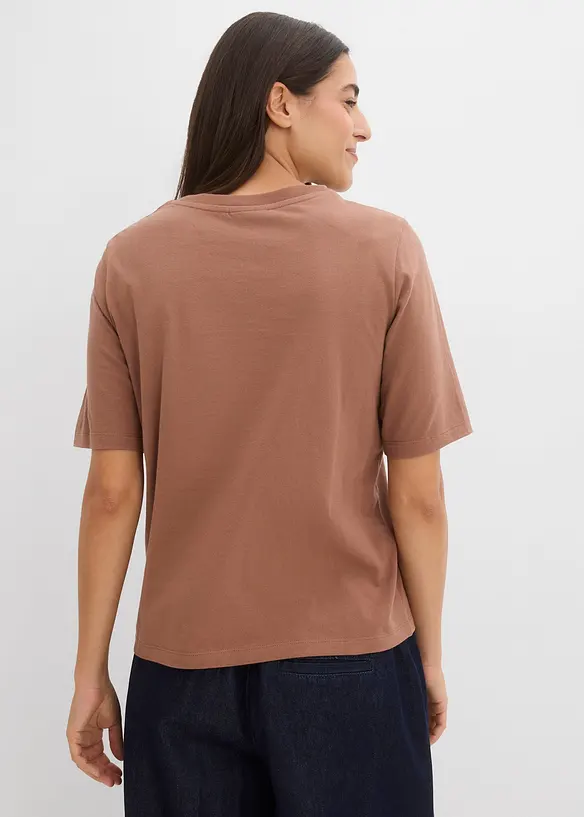 Shirt aus reiner Baumwolle in braun von hinten (im Anschnitt) - bonprix