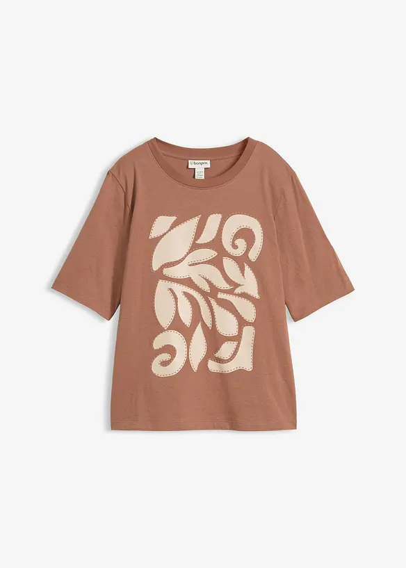 Shirt aus reiner Baumwolle in braun von vorne - bonprix
