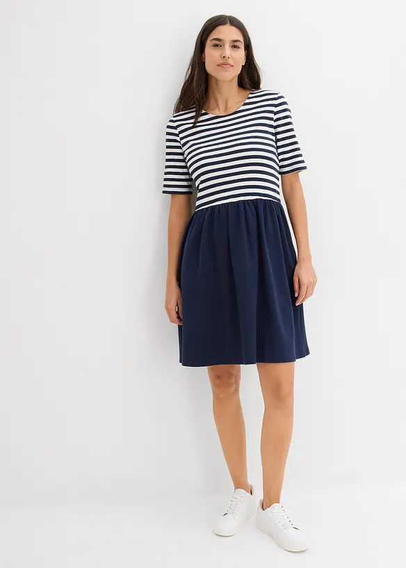 Shirtkleid aus reiner Baumwolle in blau von vorne (Totalaufnahme) - bonprix Shirtkleid aus reiner Baumwolle in blau von vorne (Totalaufnahme) - bonprix