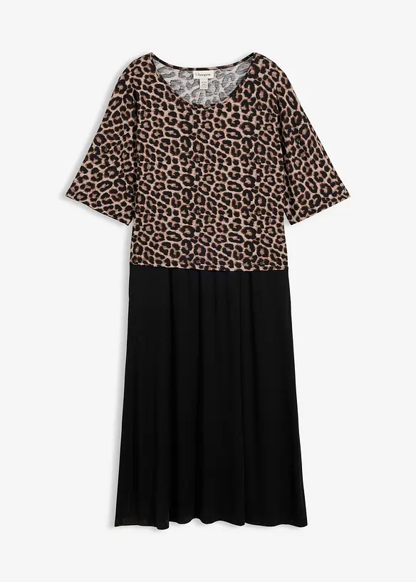 Shirt Kleid aus fließendem Viskose-Elasthan-Mix in schwarz von vorne - bonprix Shirt Kleid aus fließendem Viskose-Elasthan-Mix in schwarz von vorne - bonprix