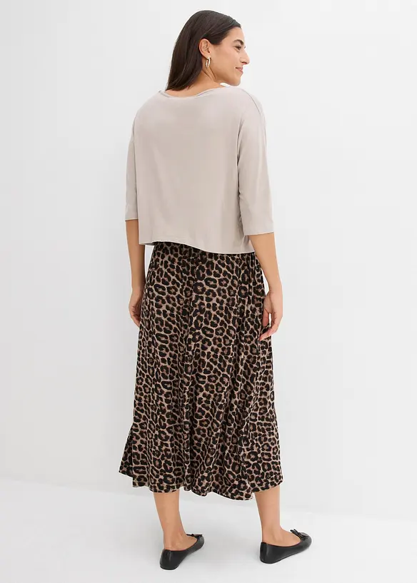 Shirt Kleid aus fließendem Viskose-Elasthan-Mix in grau von hinten (Totalaufnahme) - bonprix Shirt Kleid aus fließendem Viskose-Elasthan-Mix in grau von hinten (Totalaufnahme) - bonprix