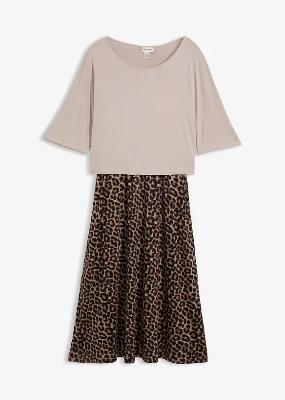 Shirt Kleid aus fließendem Viskose-Elasthan-Mix in grau von vorne - bonprix Shirt Kleid aus fließendem Viskose-Elasthan-Mix in grau von vorne - bonprix