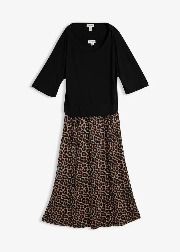 Shirt Kleid aus fließendem Viskose-Elasthan-Mix in schwarz von vorne - bonprix Shirt Kleid aus fließendem Viskose-Elasthan-Mix in schwarz von vorne - bonprix