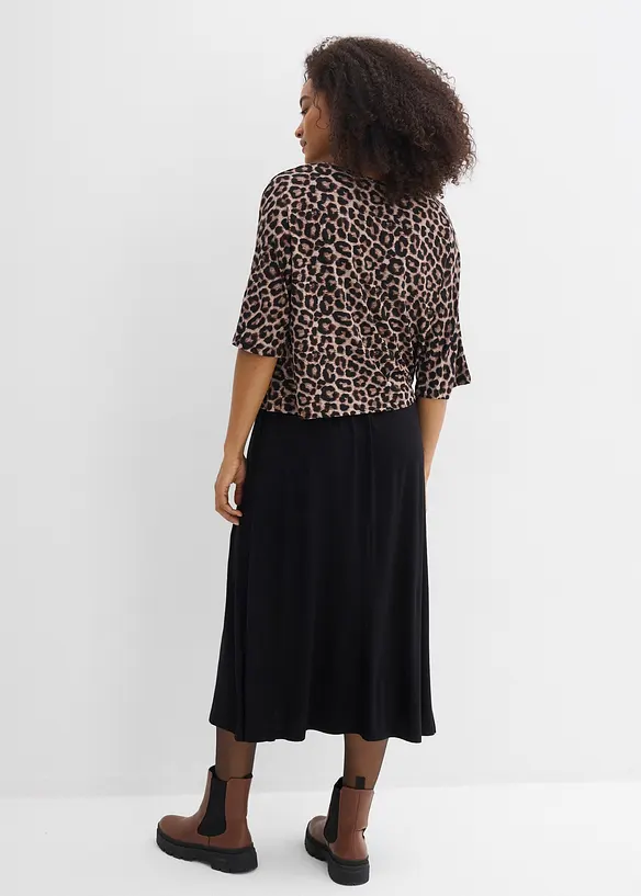 Shirt Kleid aus fließendem Viskose-Elasthan-Mix in schwarz von hinten (Totalaufnahme) - bonprix Shirt Kleid aus fließendem Viskose-Elasthan-Mix in schwarz von hinten (Totalaufnahme) - bonprix